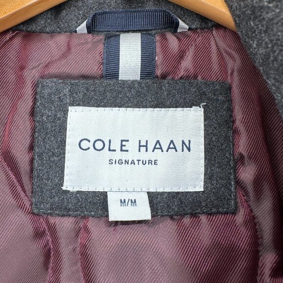 Cole Haan Mens Charcoal Gray Melton Wool Lined Trucker Medium Outdoor Jacket - Picture 8 of 11